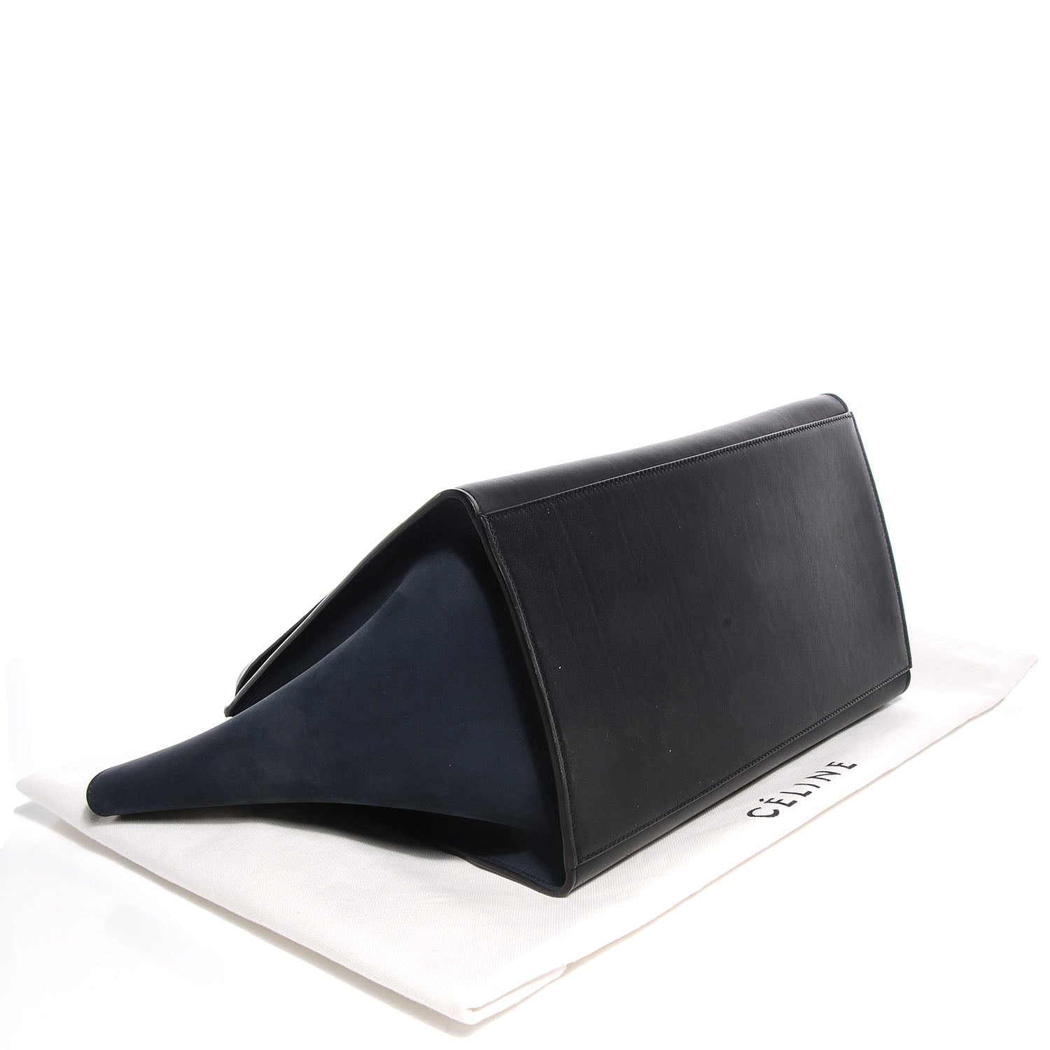 Celine Nubuck Crocodile Embossed Medium Trapeze Navy 4 of 8