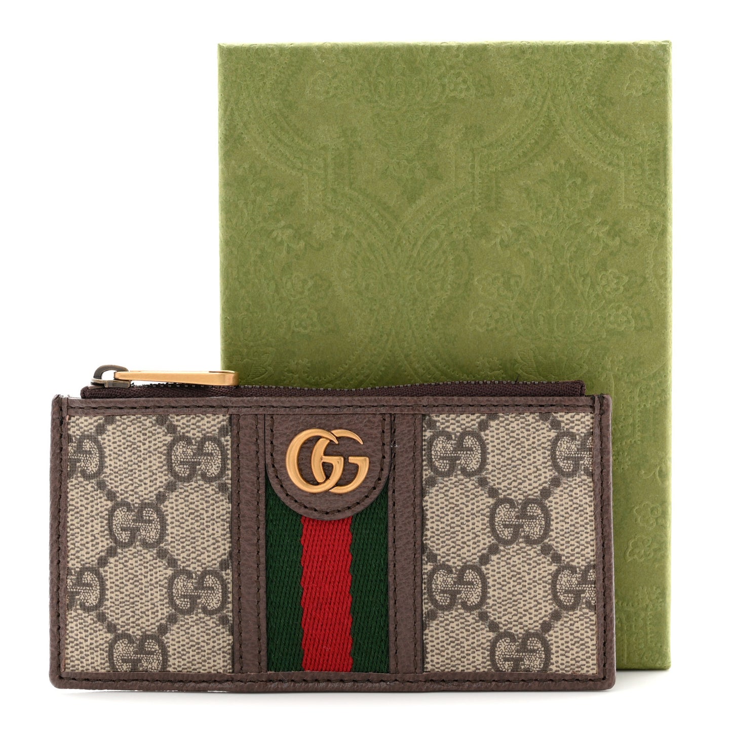 GG Supreme Monogram Web Ophidia Coin Case Brown