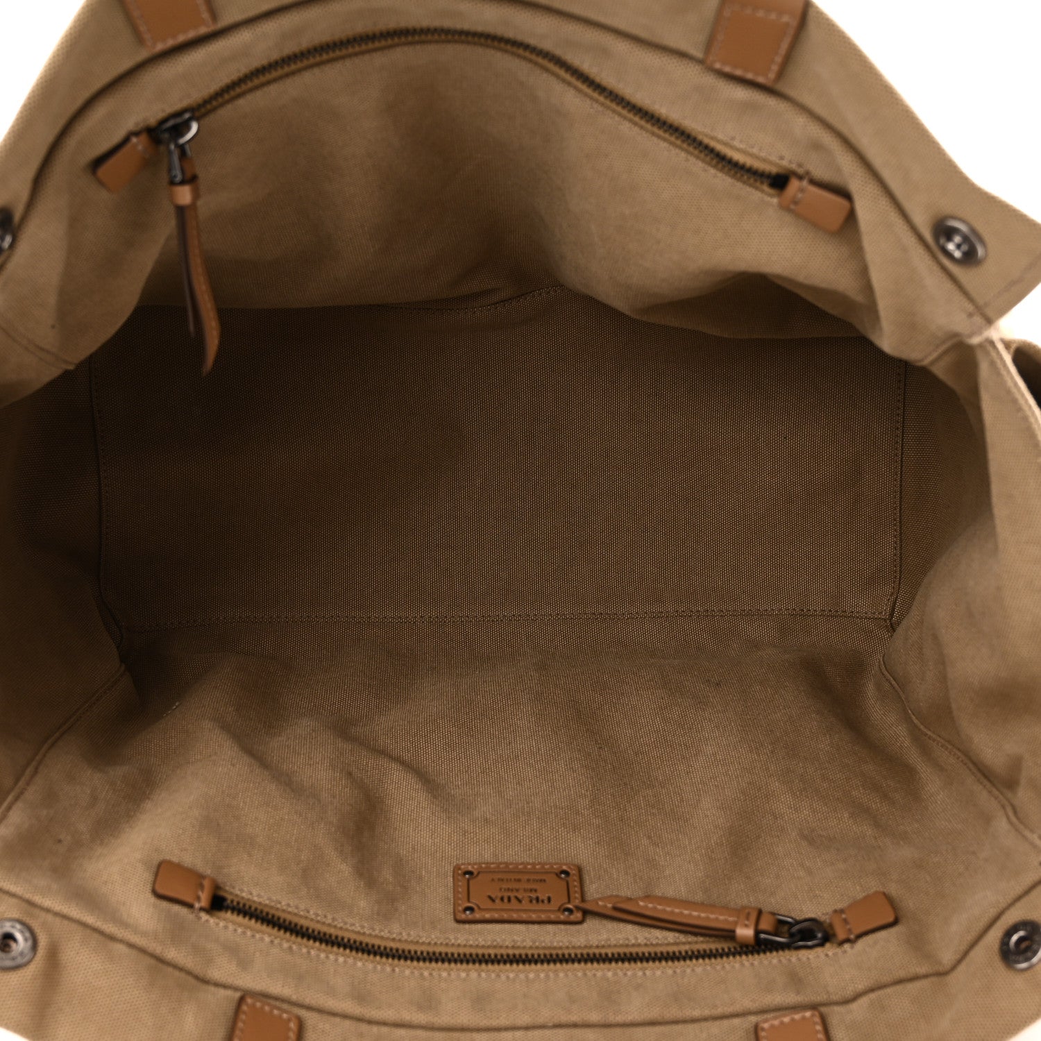 Prada Canvas Calfskin Large Route Shoulder Bag Khaki 5 of 9
