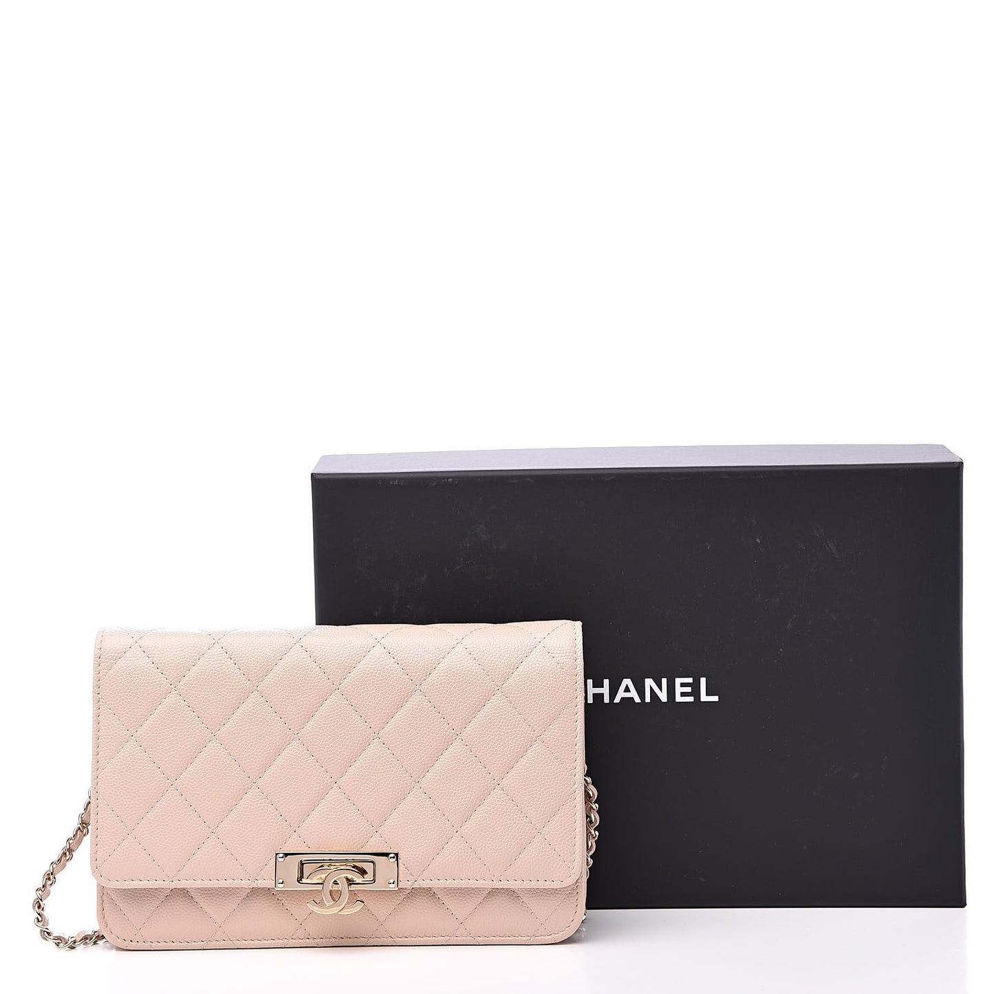 Caviar Quilted Golden Class Wallet On Chain WOC Light Beige