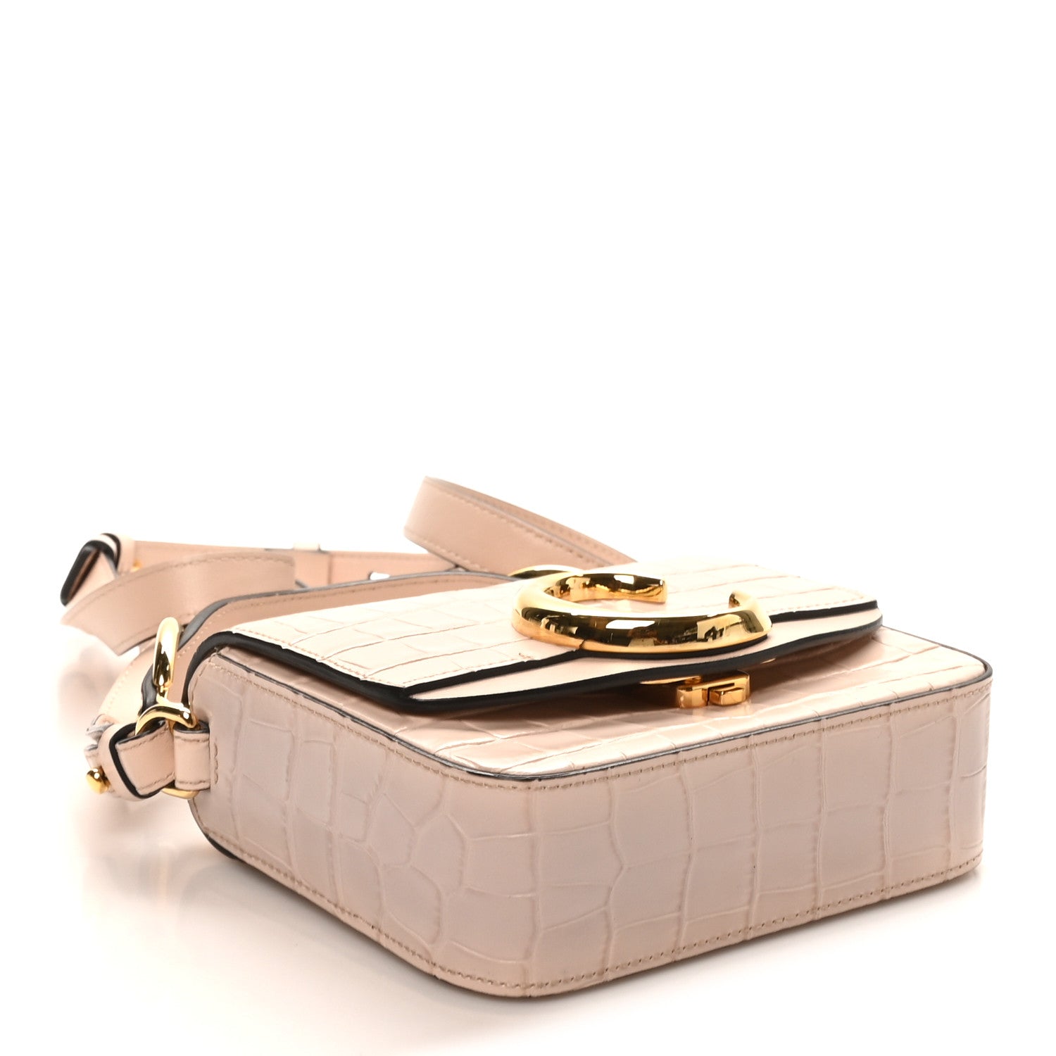 Chloe Calfskin Crocodile Embossed Mini C Double Carry Cement Pink 4 of 9