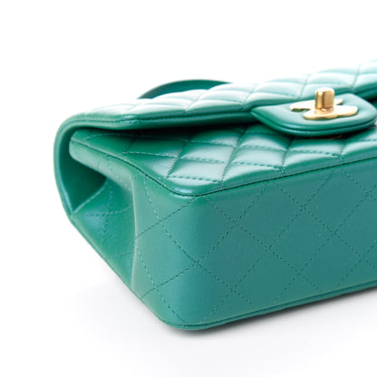 Chanel Iridescent Lambskin Quilted Mini Top Handle Rectangular Flap Green 9 of 10