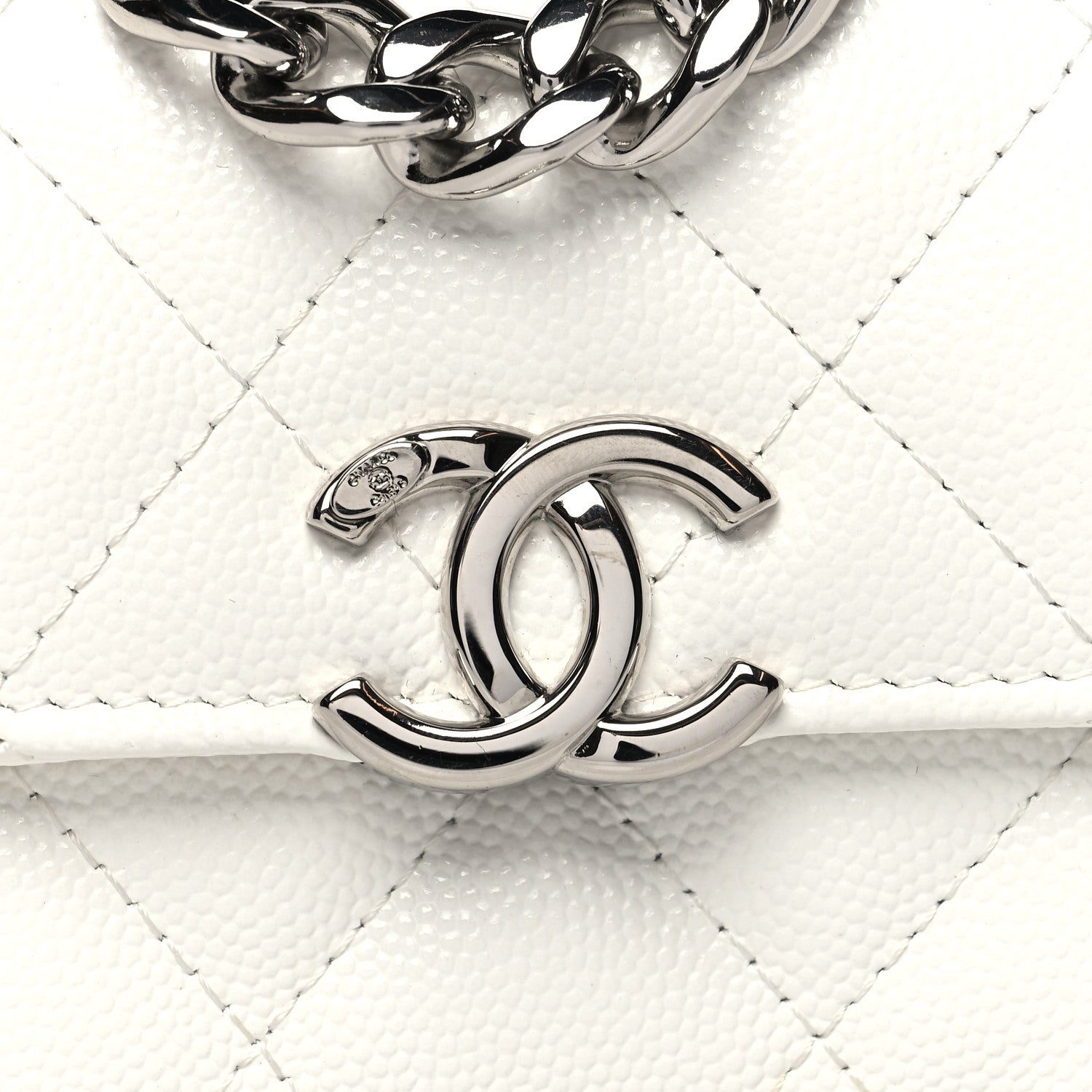 Chanel Caviar Quilted Enamel Coco Clutch With Chain White 9 of 13