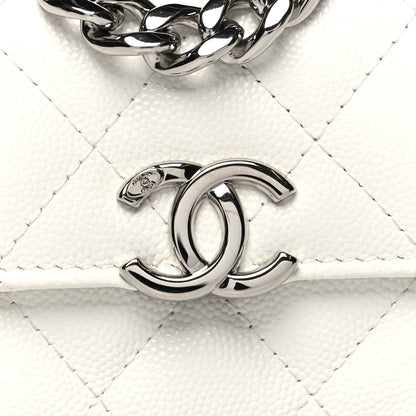 Chanel Caviar Quilted Enamel Coco Clutch With Chain White 9 of 13