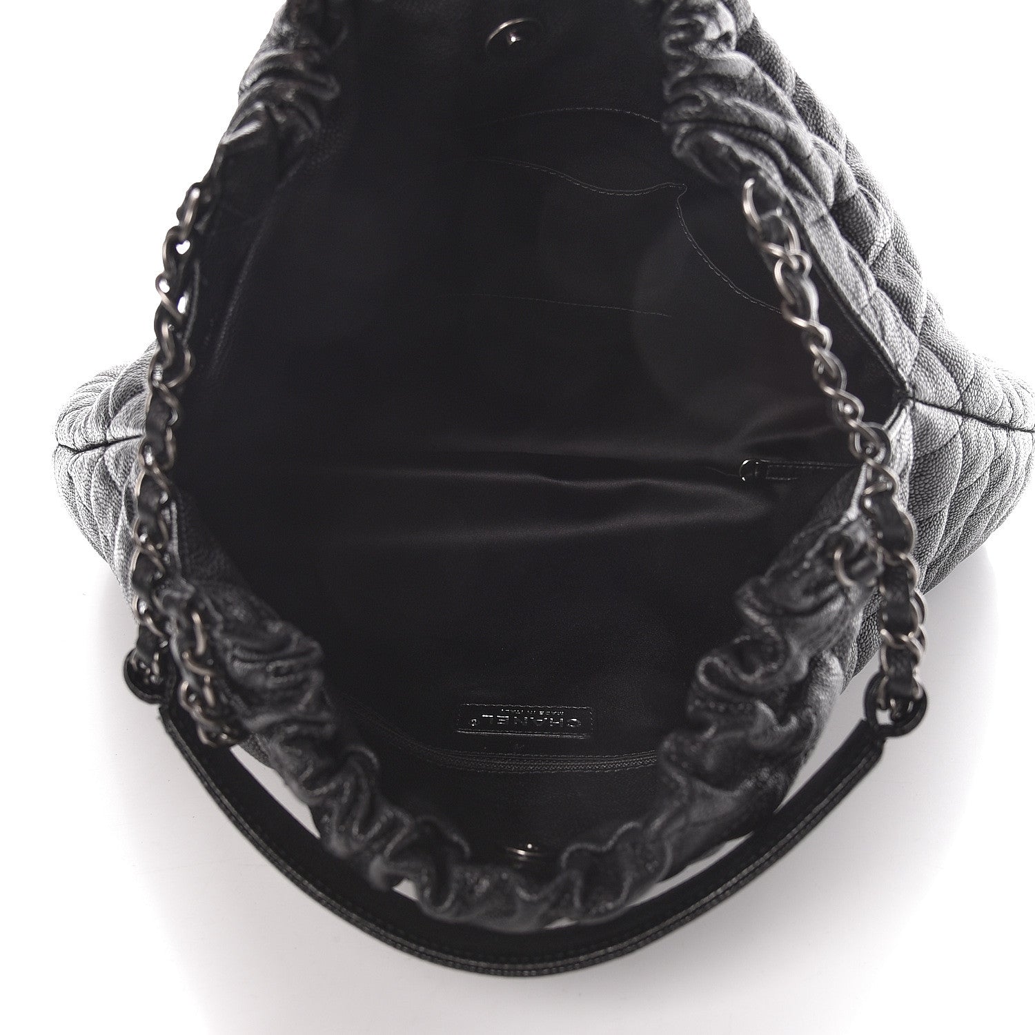 Chanel Distressed Glazed Caviar Quilted Large Elastic Tote Black 5 of 11