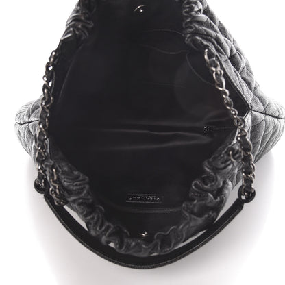 Chanel Distressed Glazed Caviar Quilted Large Elastic Tote Black 5 of 11