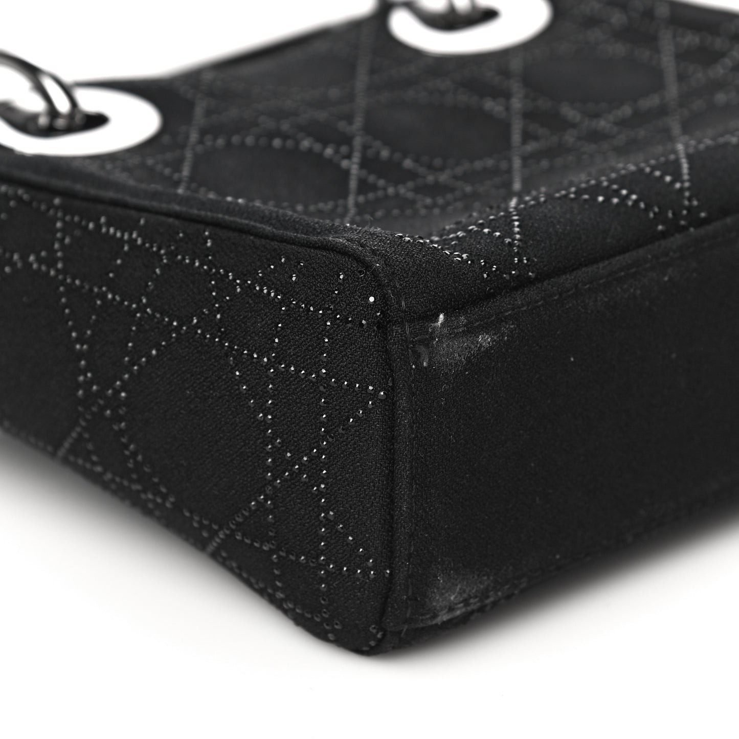 Canvas Studded Cannage Mini Lady Dior Black