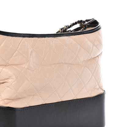 Chanel Aged Calfskin Quilted Medium Gabrielle Hobo Beige Black 10 of 16