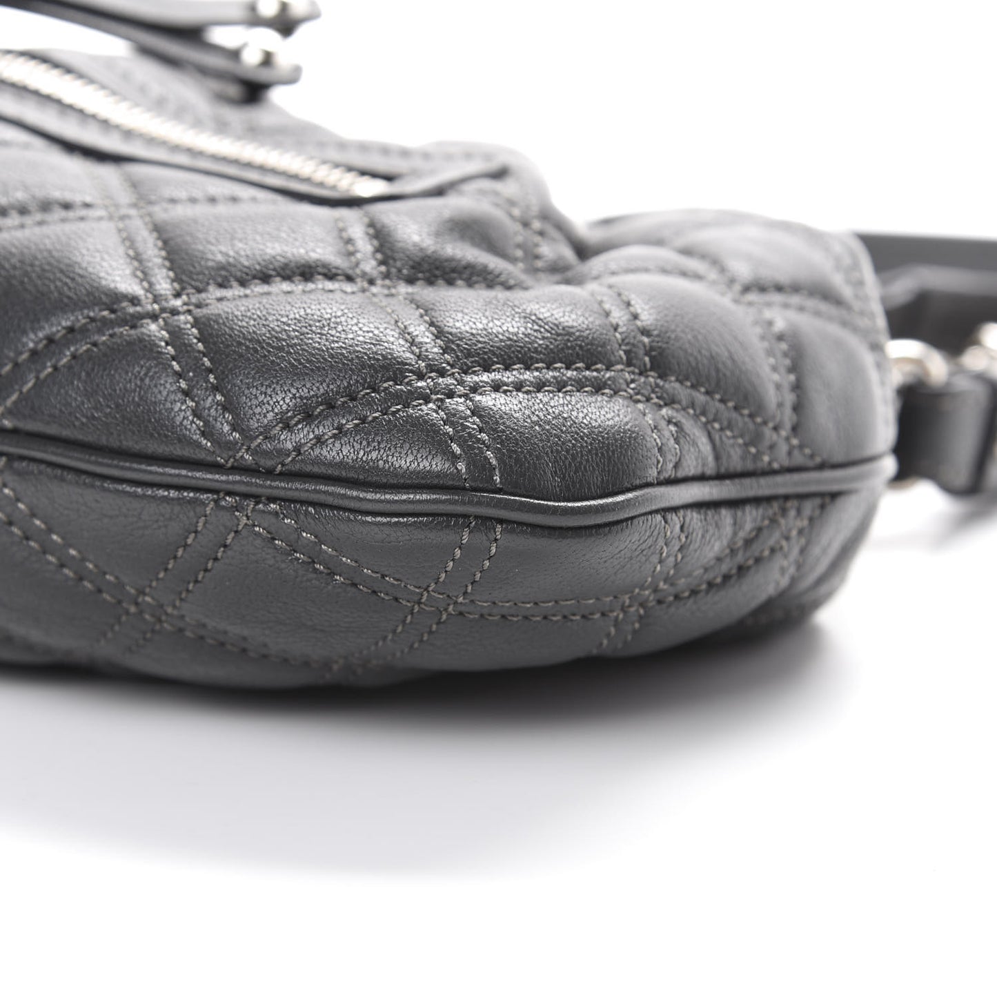 Calfskin Quilted Little Stam Dark Grey