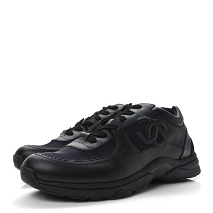 Chanel Calfskin Lambskin Mens CC Uniform Sneakers 45 Black 3 of 8