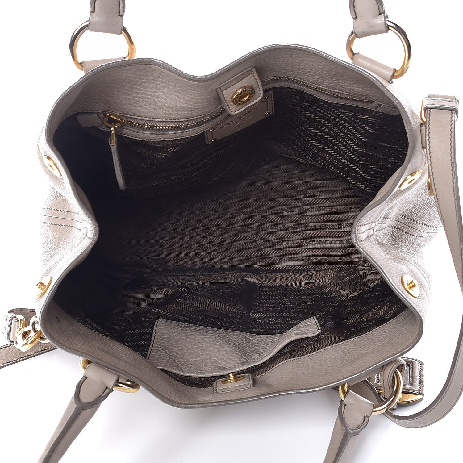Prada Vitello Daino Shoulder Bag Grey 6 of 21