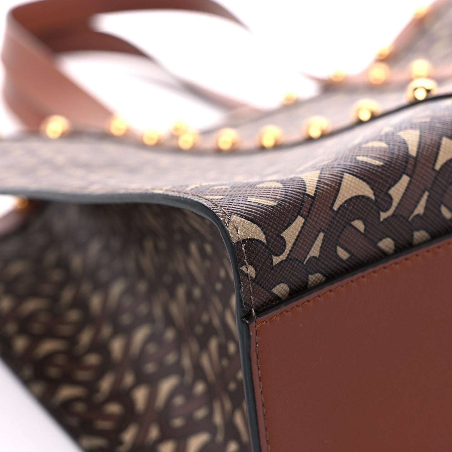 E-Canvas Monogram Studded Book Tote Bridle Brown