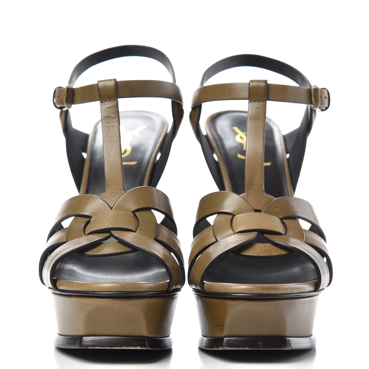 Saint Laurent Calfskin Tribute 105 Platform Sandals 37.5 Tundra 2 of 11