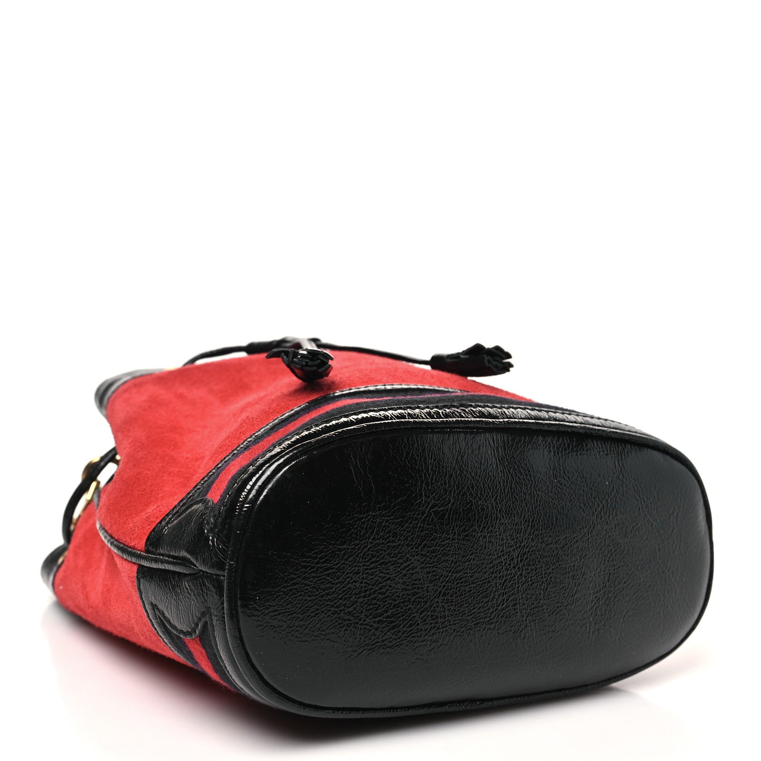 Gucci Suede Patent Web Small Ophidia Bucket Bag Hibiscus Red Black 3 of 9