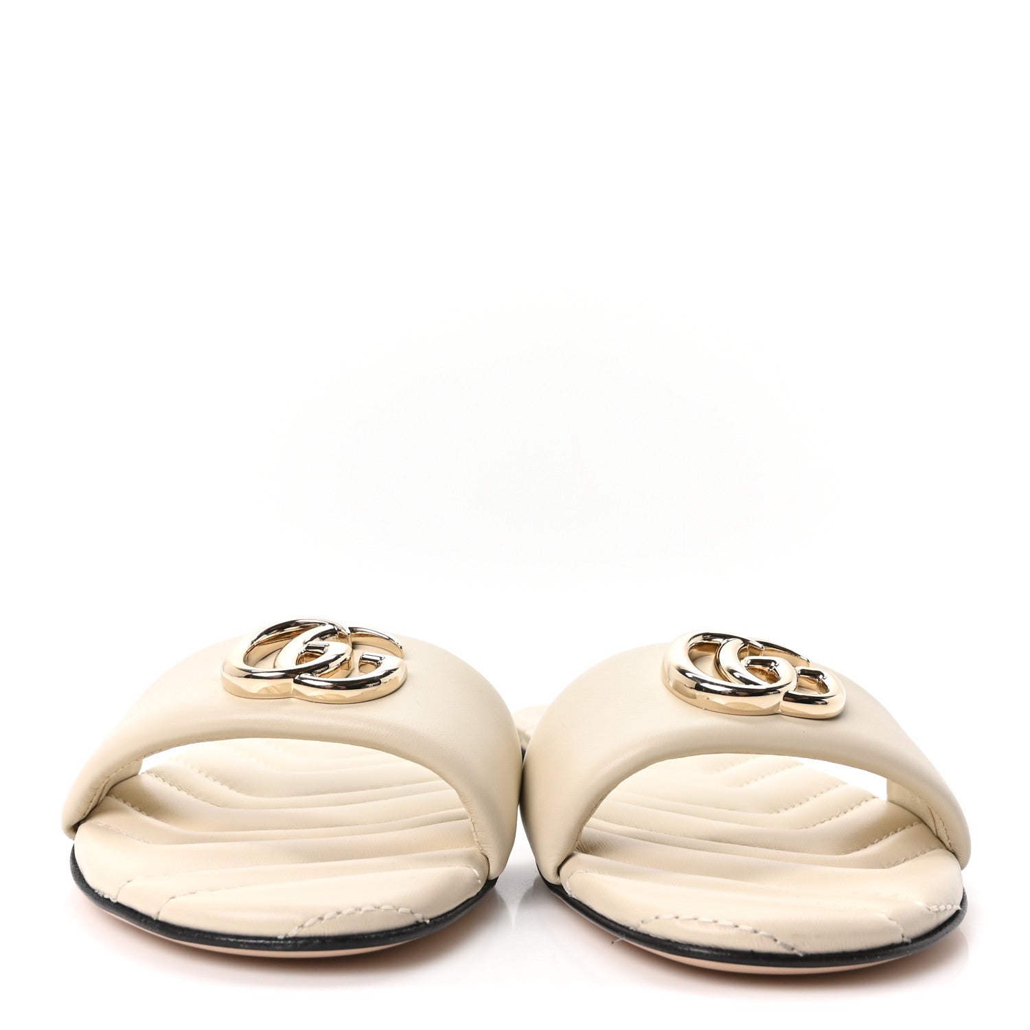 Gucci Nappa Matelasse GG Marmont Flat Slide Sandals 36.5 New Ivoire 3 of 10