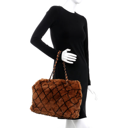 Chanel Lapin Fur Quilt Pattern Tote Brown 2 of 7