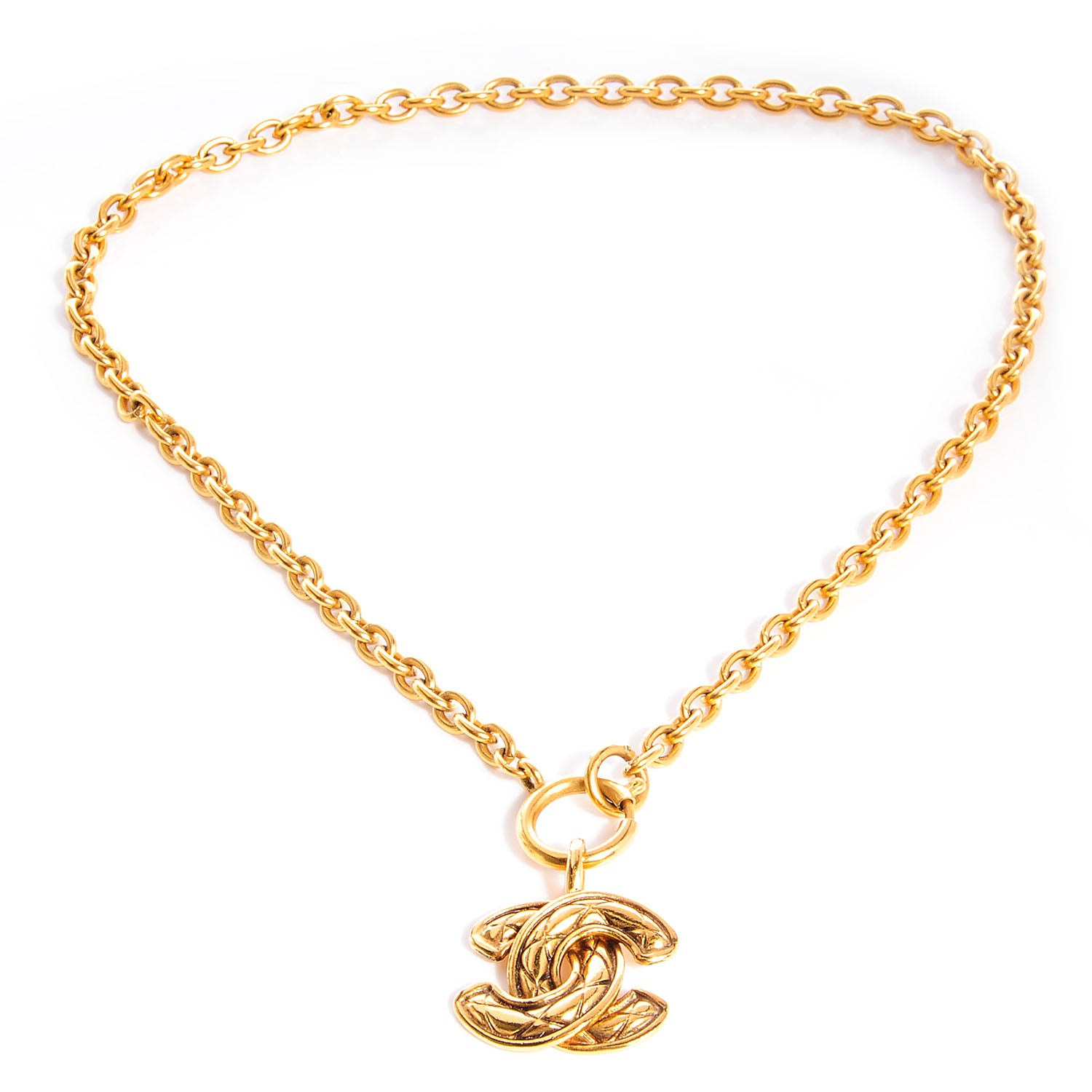 Chanel Quilted CC Necklace Gold 3 of 4
