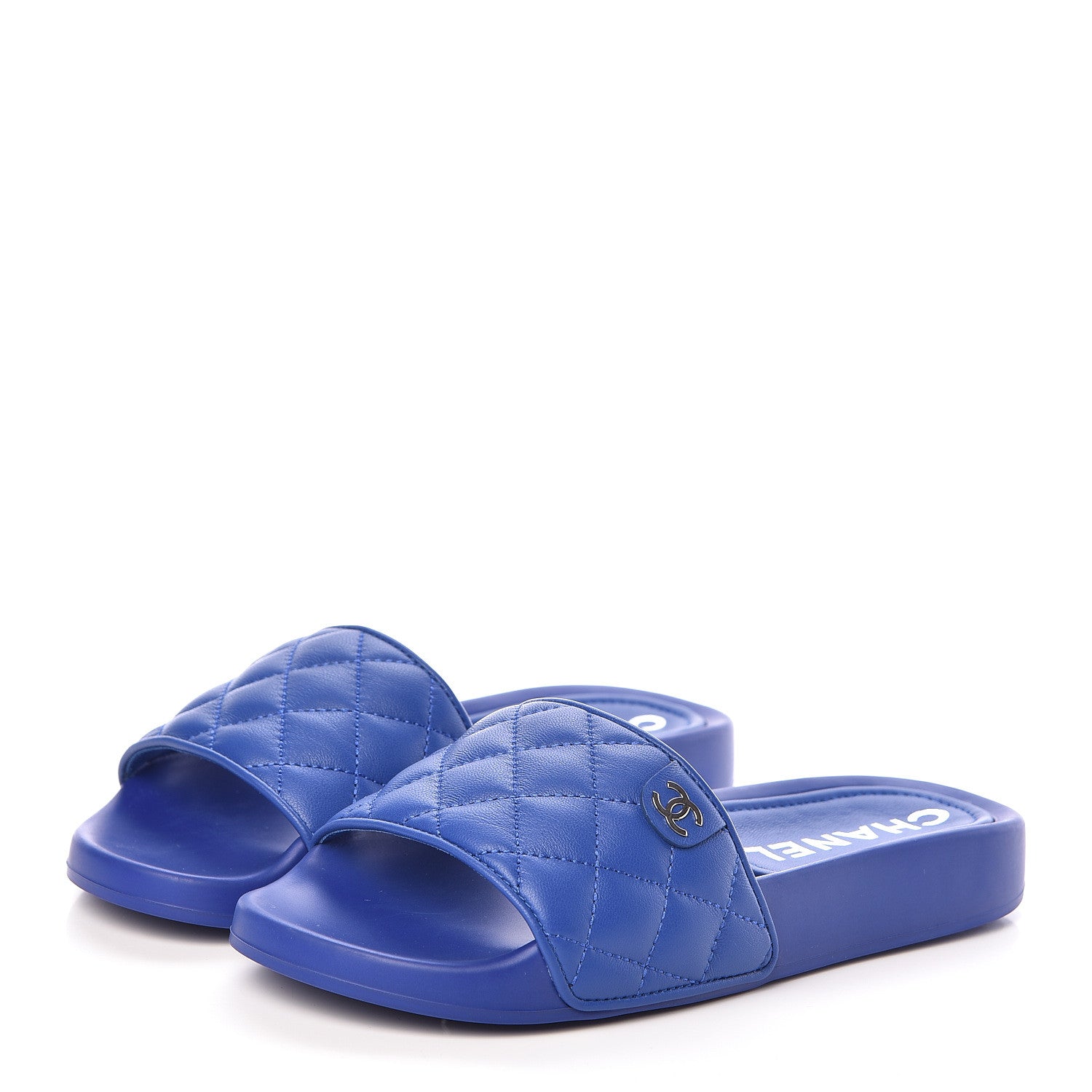 Chanel Lambskin Quilted CC Mules Sandals 36 Dark Blue 3 of 10