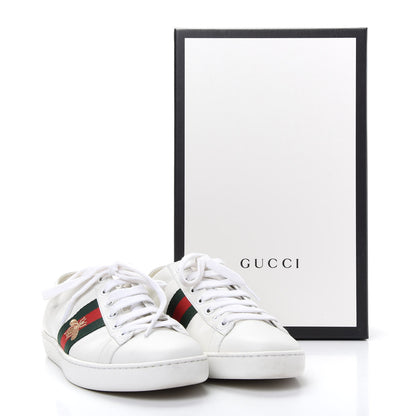 Gucci Calfskin Web Bee Embroidered Womens Ace Sneakers 37 White Green 11 of 11