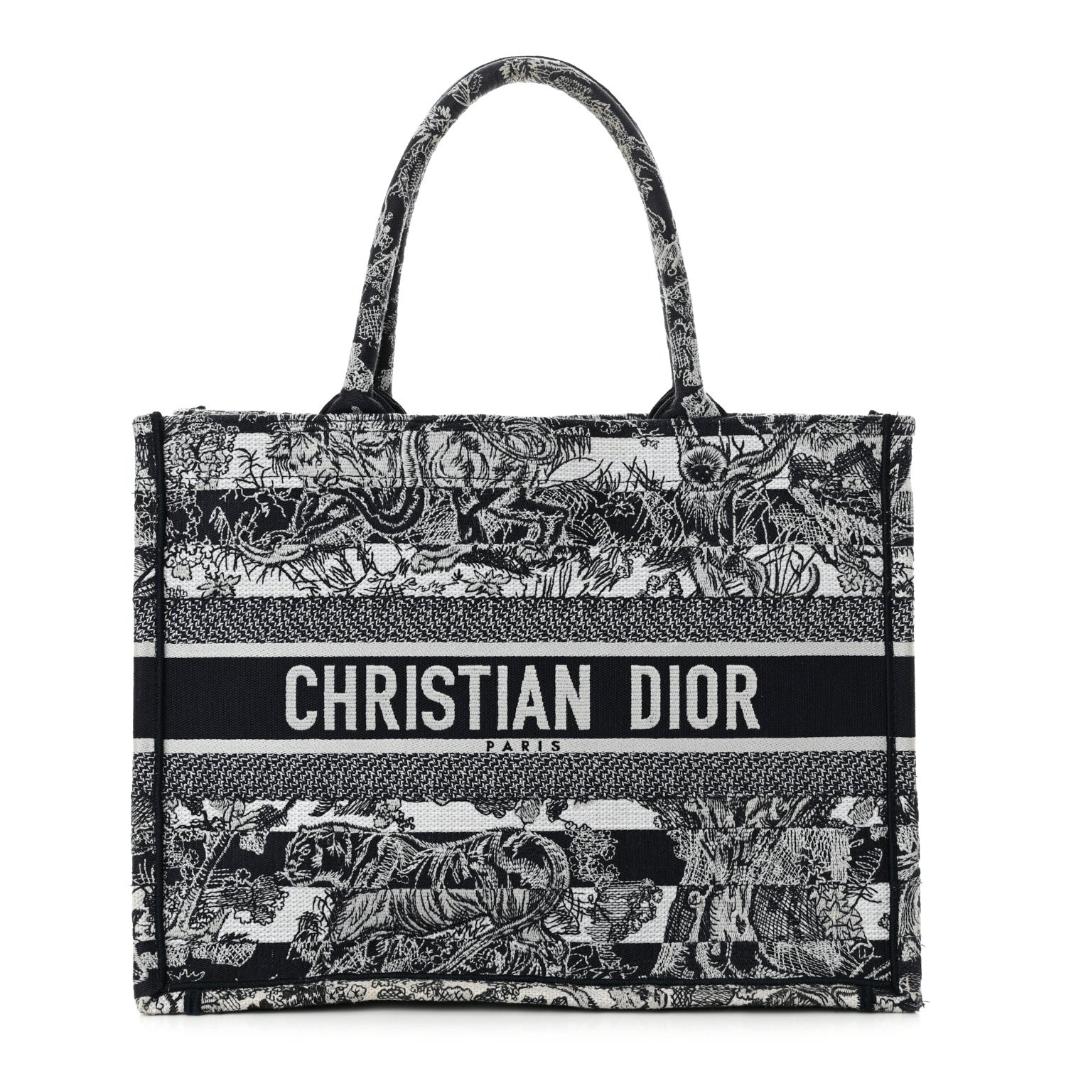 Christian Dior Canvas Embroidered Medium Dioriviera Toile De Jouy Book Tote White 1 of 14