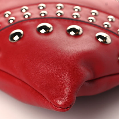 Prada Soft Calfskin Studded Zip Clutch Fuoco 9 of 9