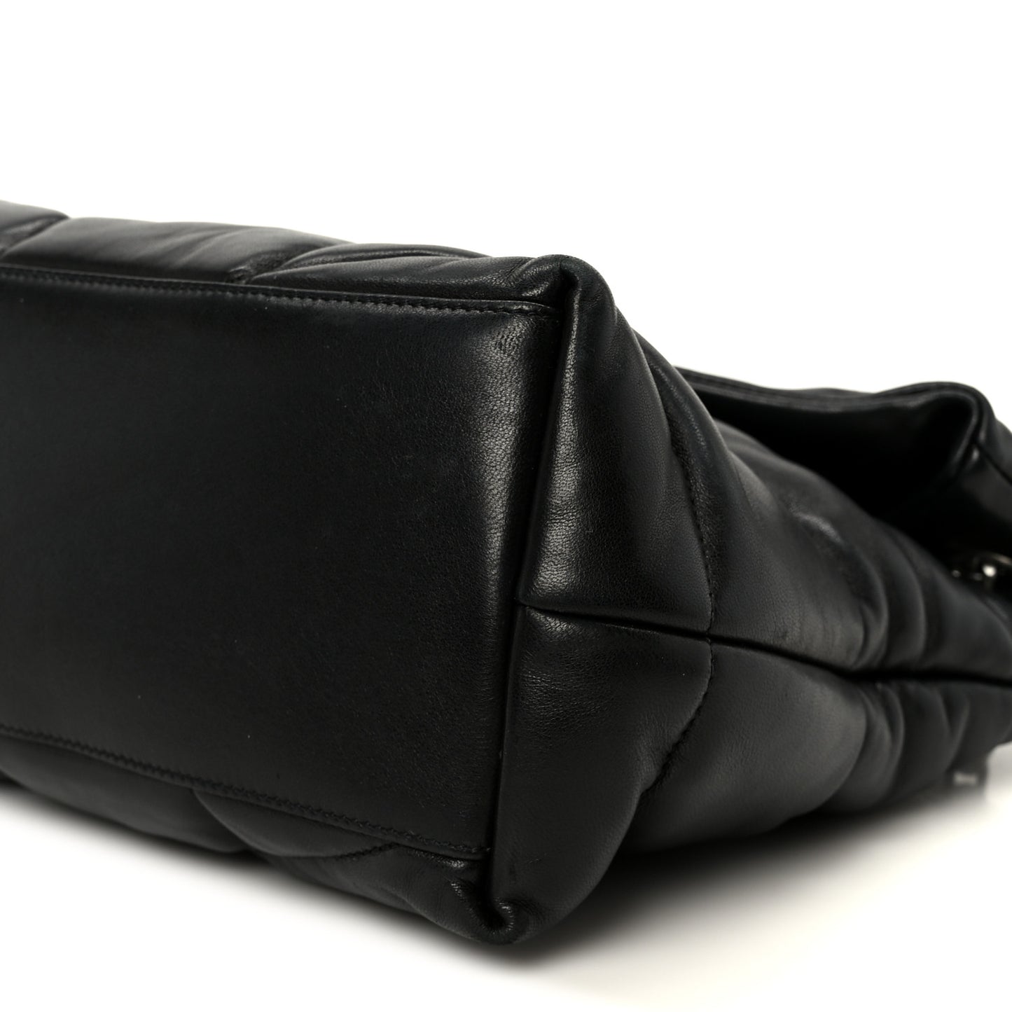 Lambskin Quilted Medium Loulou Puffer Monogram Chain Satchel Black