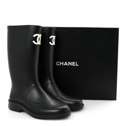 Chanel Caoutchouk CC High Boots 38 Black 9 of 9