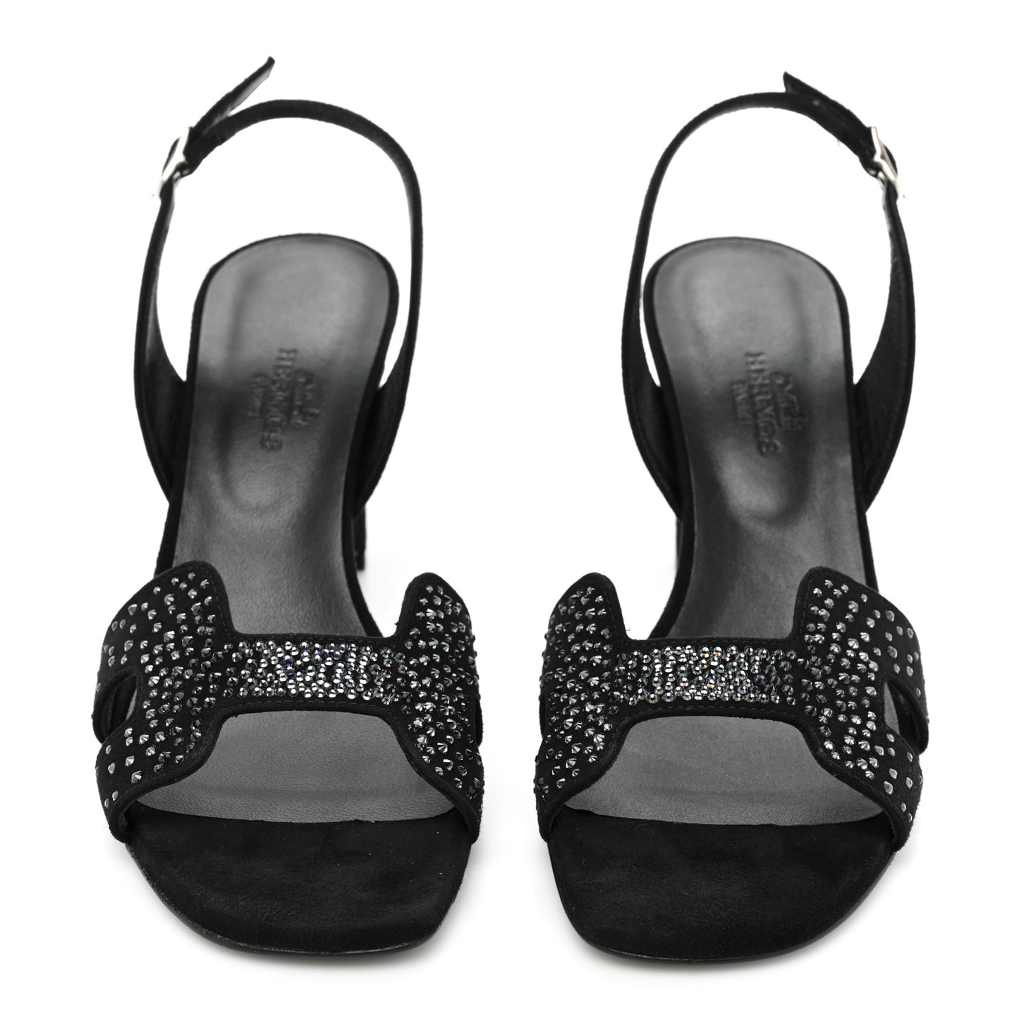 Suede Goatskin Crystal Eternite 80 Sandal 35.5 Black