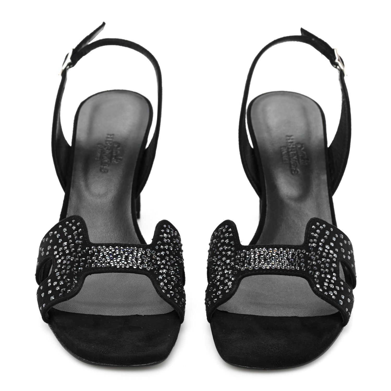 Hermes Suede Goatskin Crystal Eternite 80 Sandal 35.5 Black 2 of 8