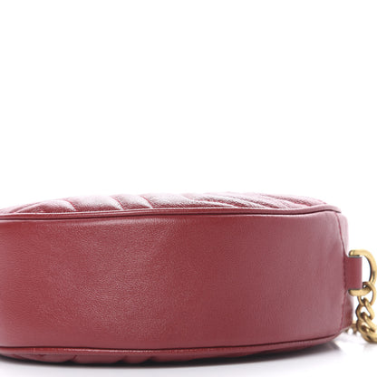 Gucci Glazed Calfskin Matelasse Heart Mini GG Marmont Round Shoulder Bag Romantic Cerise 8 of 9