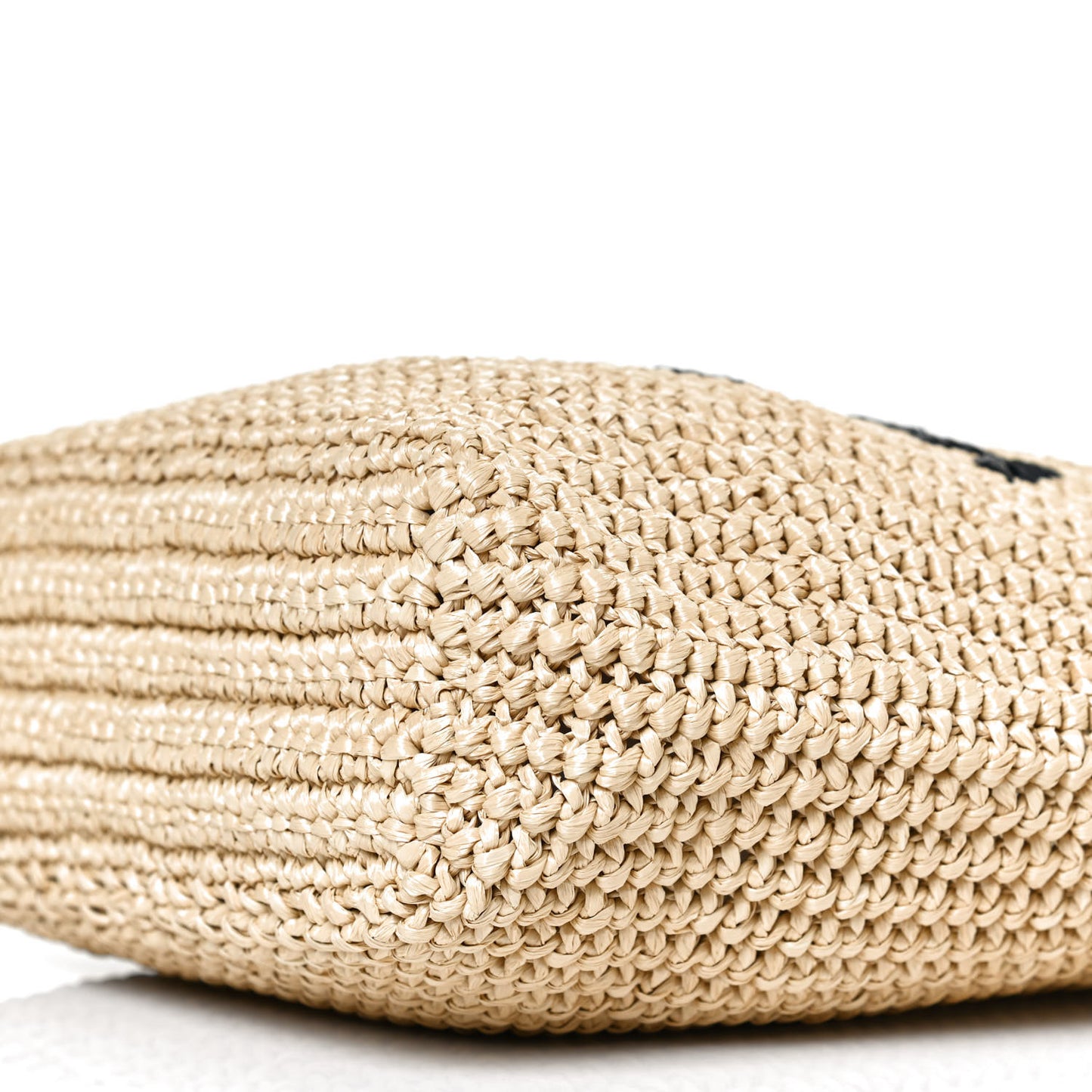 Yarn Raffia Effect Crochet Embroidered Small Logo Tote Naturale