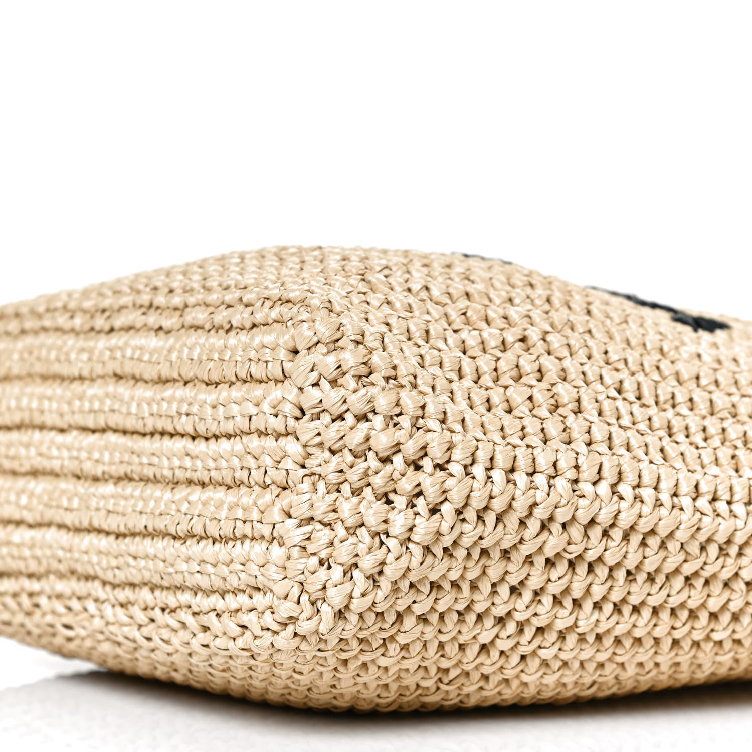 Prada Yarn Raffia Effect Crochet Embroidered Small Logo Tote Naturale 10 of 10