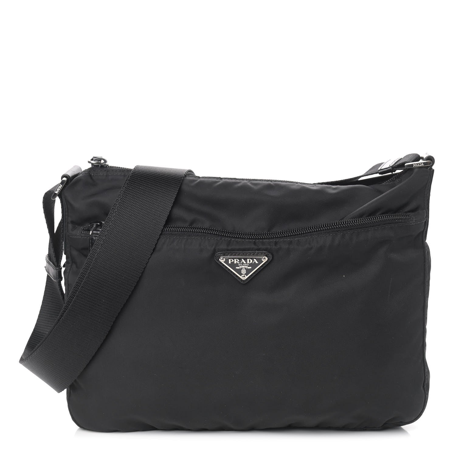 Prada Nylon Vela Flat Messenger Bag Black 1 of 11