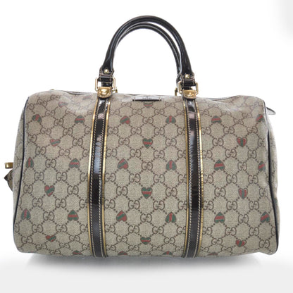Gucci GG Plus Monogram Hearts Medium Joy Boston Dark Brown 1 of 9