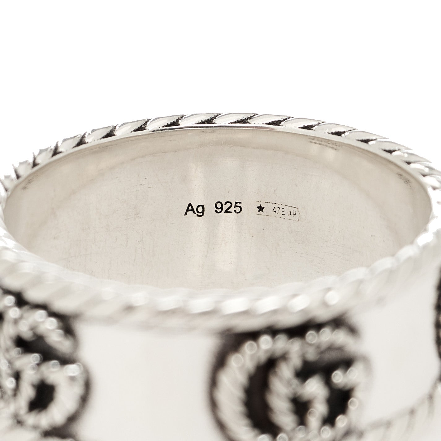 Sterling Silver Torchon GG Marmont Ring 57 8