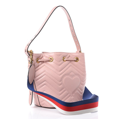 Gucci Calfskin Matelasse Sylvie Web GG Marmont Bucket Bag Perfect Pink 3 of 9