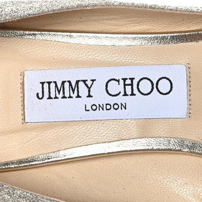 Jimmy Choo Coarse Glitter Pointy Toe 60 Pumps 38 Silver 6 of 7