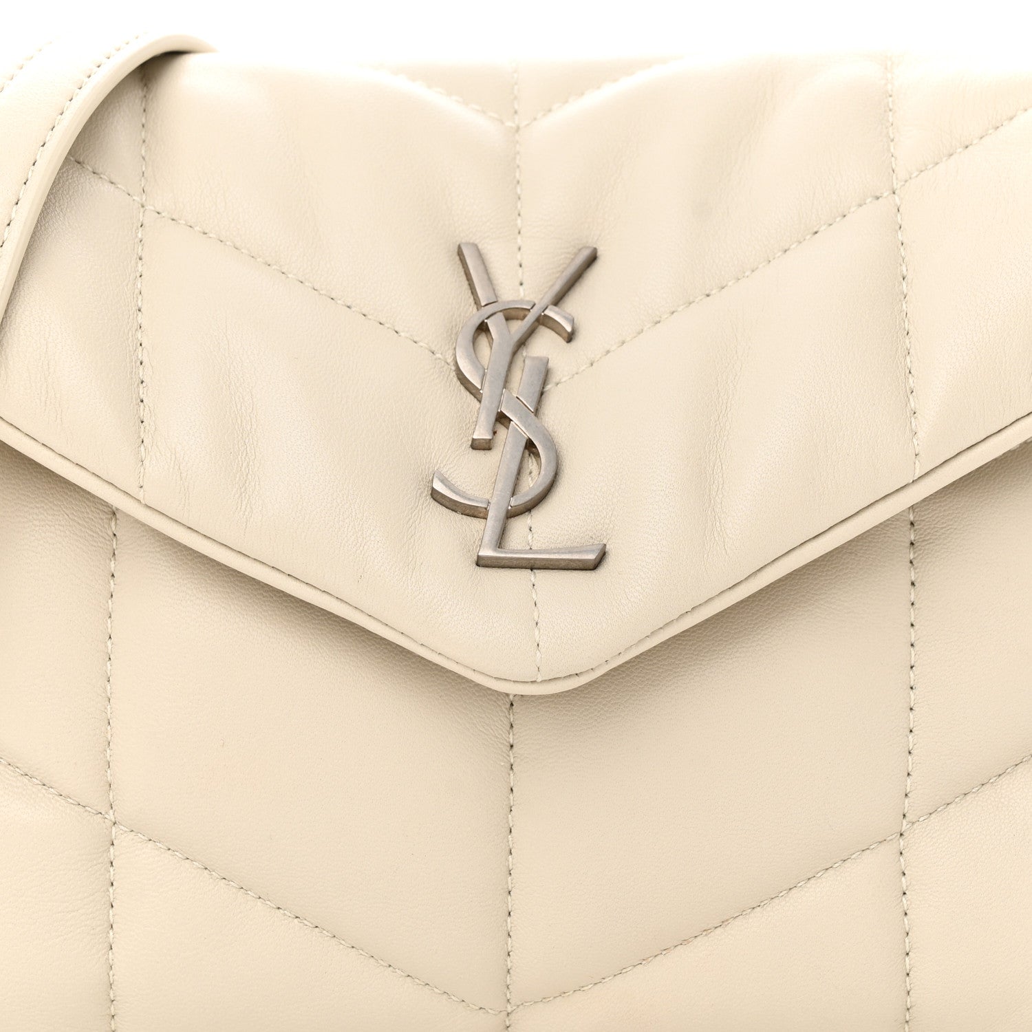 Saint Laurent Lambskin Quilted Toy Loulou Puffer Monogram Chain Satchel Crema Soft 7 of 9