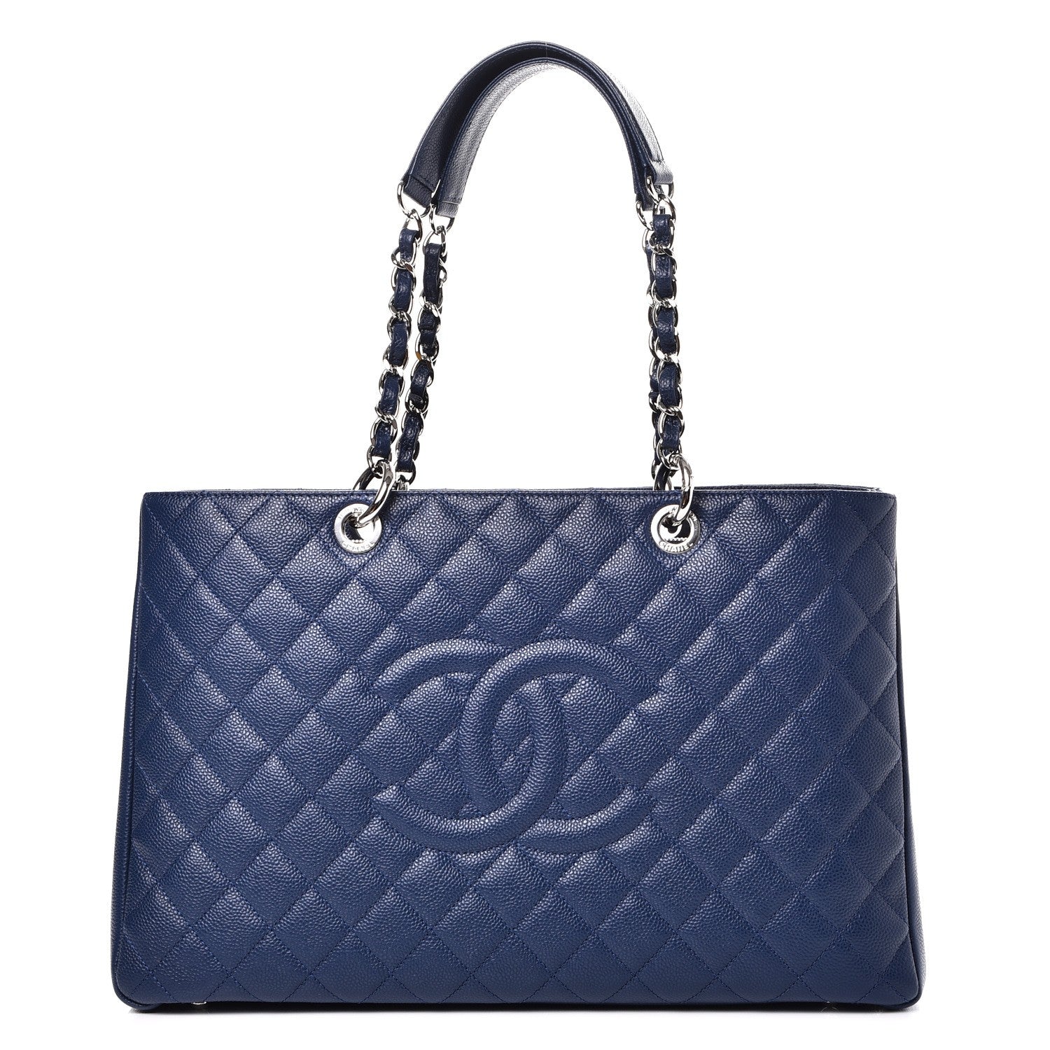 Chanel Caviar Quilted XL Grand Shopping Tote GST Dark Navy Blue 1 of 8