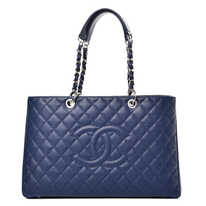 Chanel Caviar Quilted XL Grand Shopping Tote GST Dark Navy Blue 1 of 8