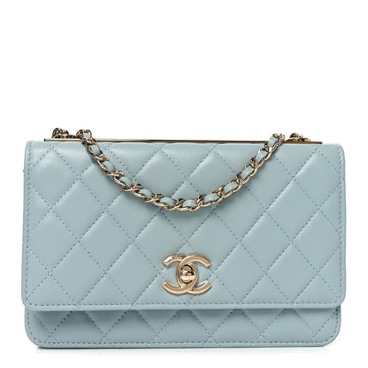 Chanel Lambskin Quilted Trendy CC Wallet On Chain WOC Light Blue 1 of 11