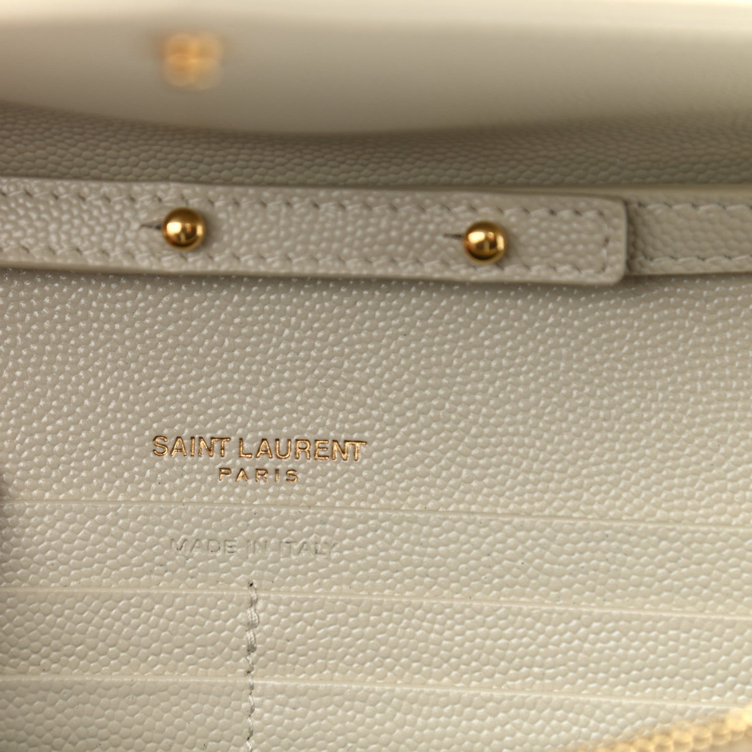 Saint Laurent Grain De Poudre Matelasse Chevron Monogram Chain Wallet Blanc Vintage 6 of 8