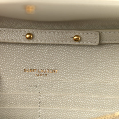 Saint Laurent Grain De Poudre Matelasse Chevron Monogram Chain Wallet Blanc Vintage 6 of 8