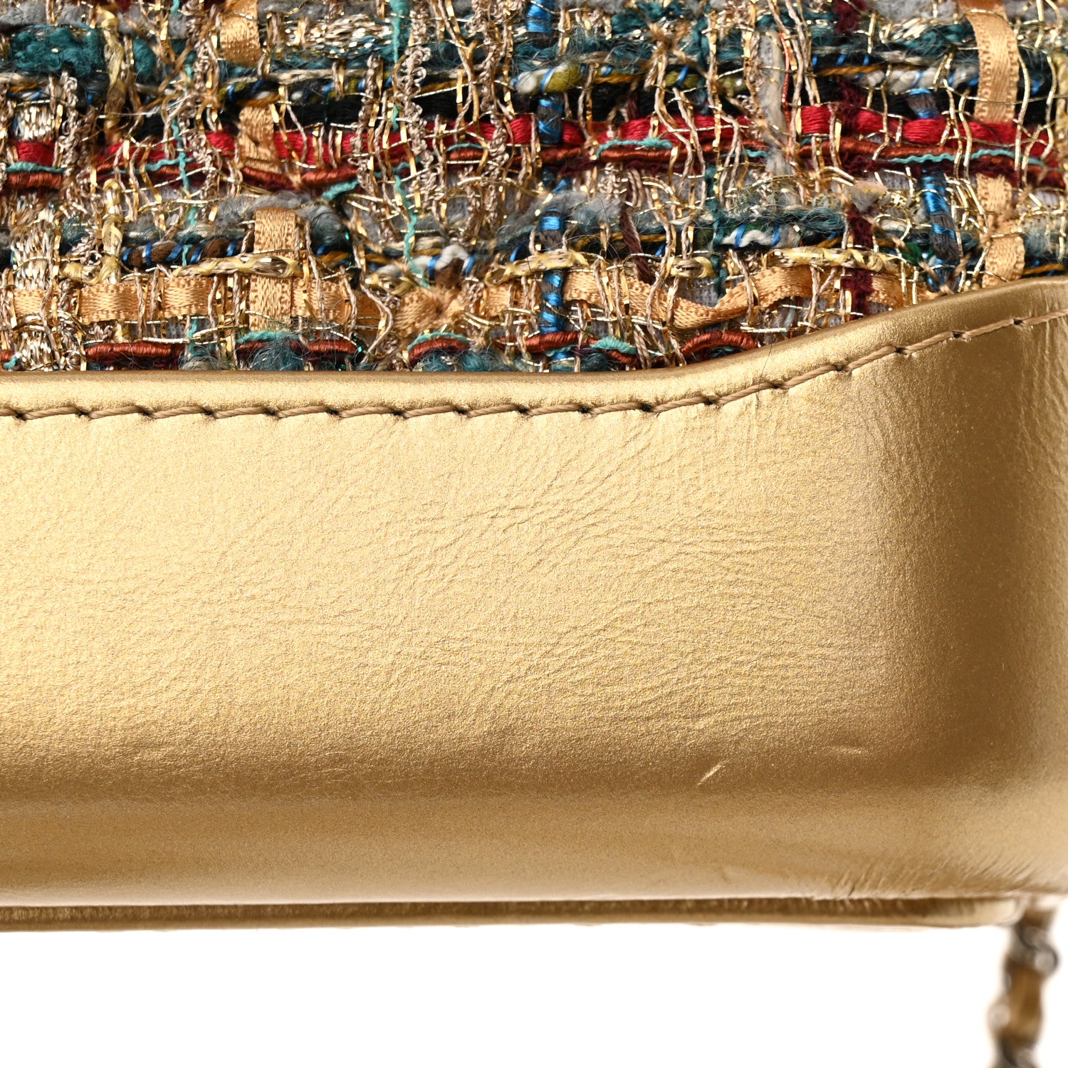 Chanel Tweed Calfskin Small Gabrielle Hobo Gold Multicolor 11 of 12