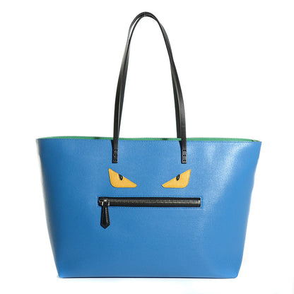 Fendi Vitello Elite Cuoio Monster Buggies Medium Roll Tote Zaffire Black Multicolor Lago 1 of 8