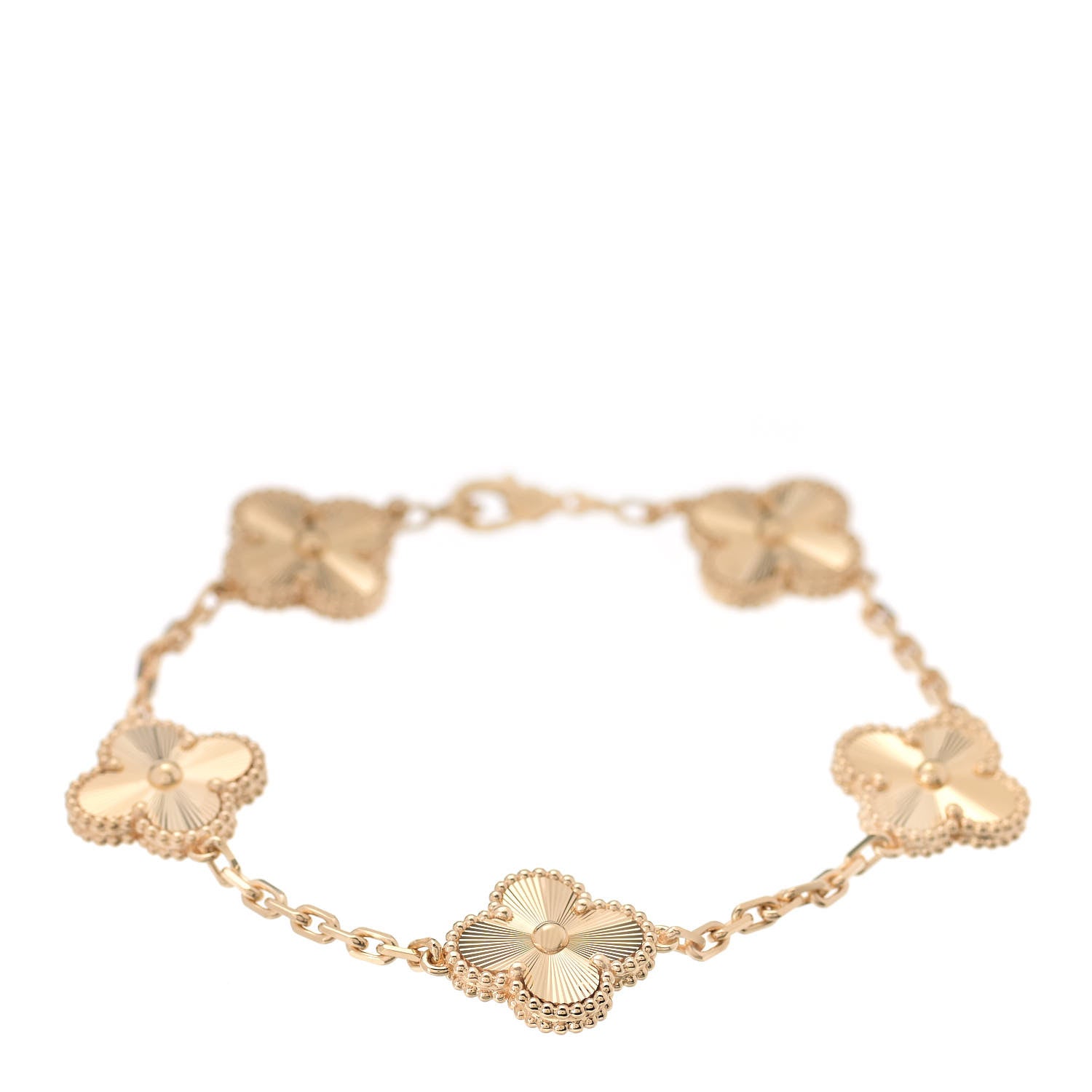 Van Cleef & Arpels 18K Yellow Gold 5 Motifs Guilloche Vintage Alhambra Bracelet 1 of 7