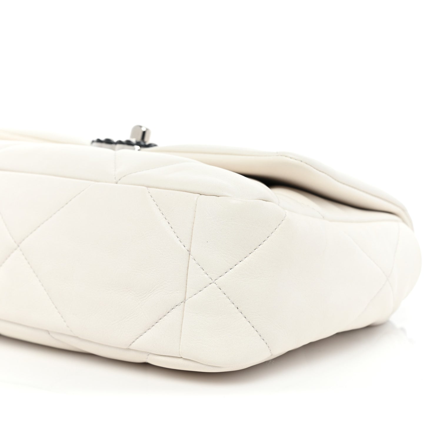 Glossy Calfskin Quilted Medium Chanel 19 Flap White Black