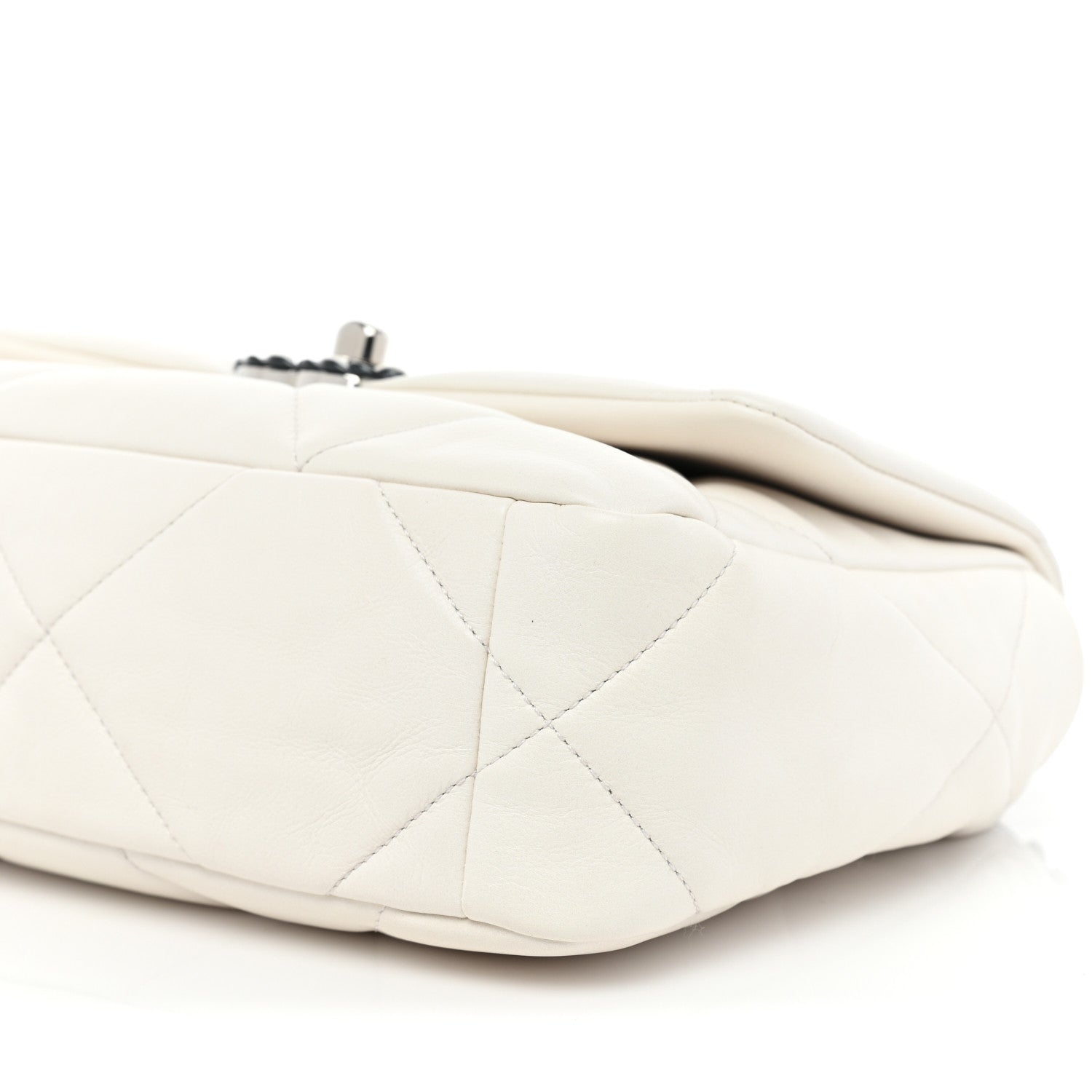 Chanel Glossy Calfskin Quilted Medium Chanel 19 Flap White Black 8 of 8