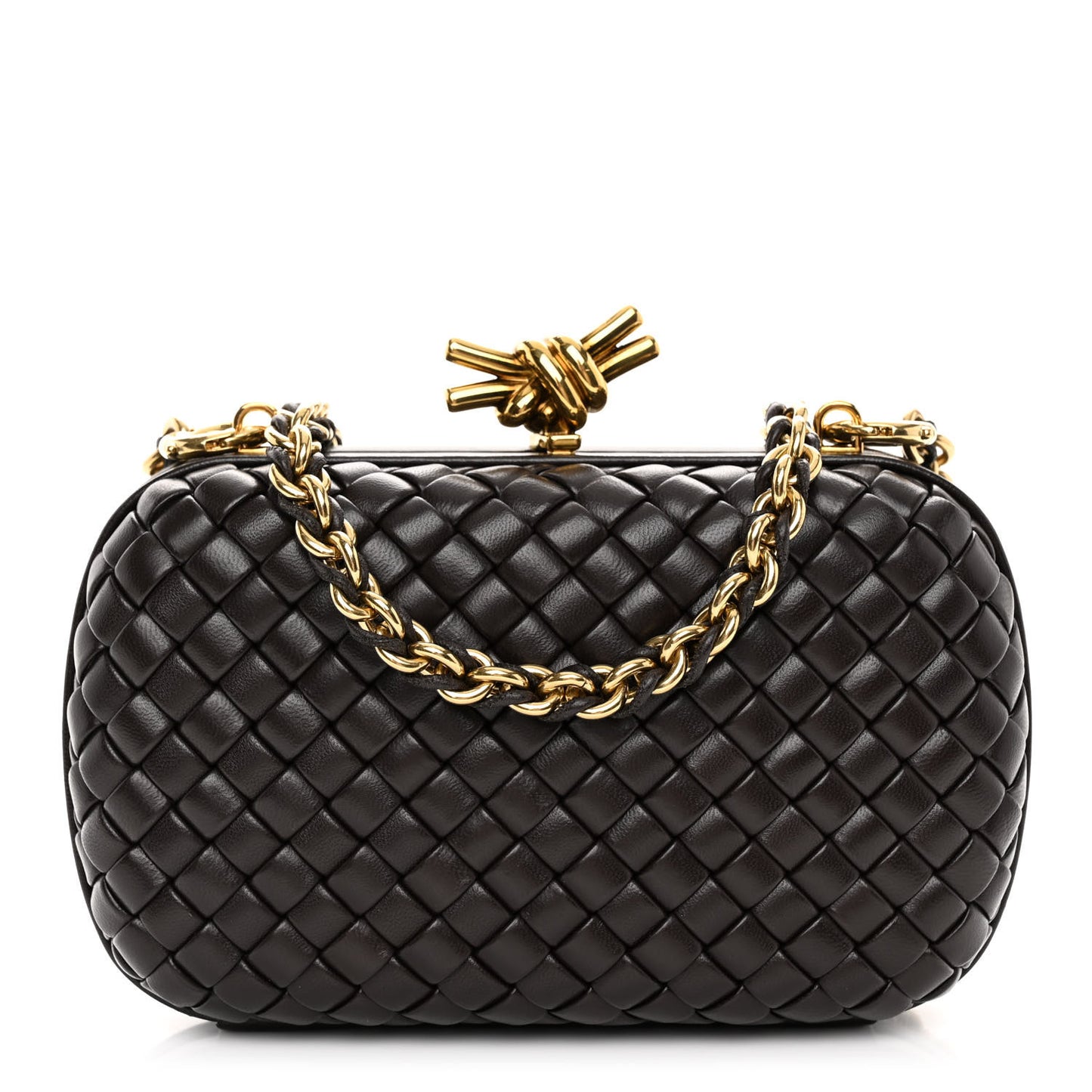 Nappa Intreccio Padded Chain Knot Clutch Fondant