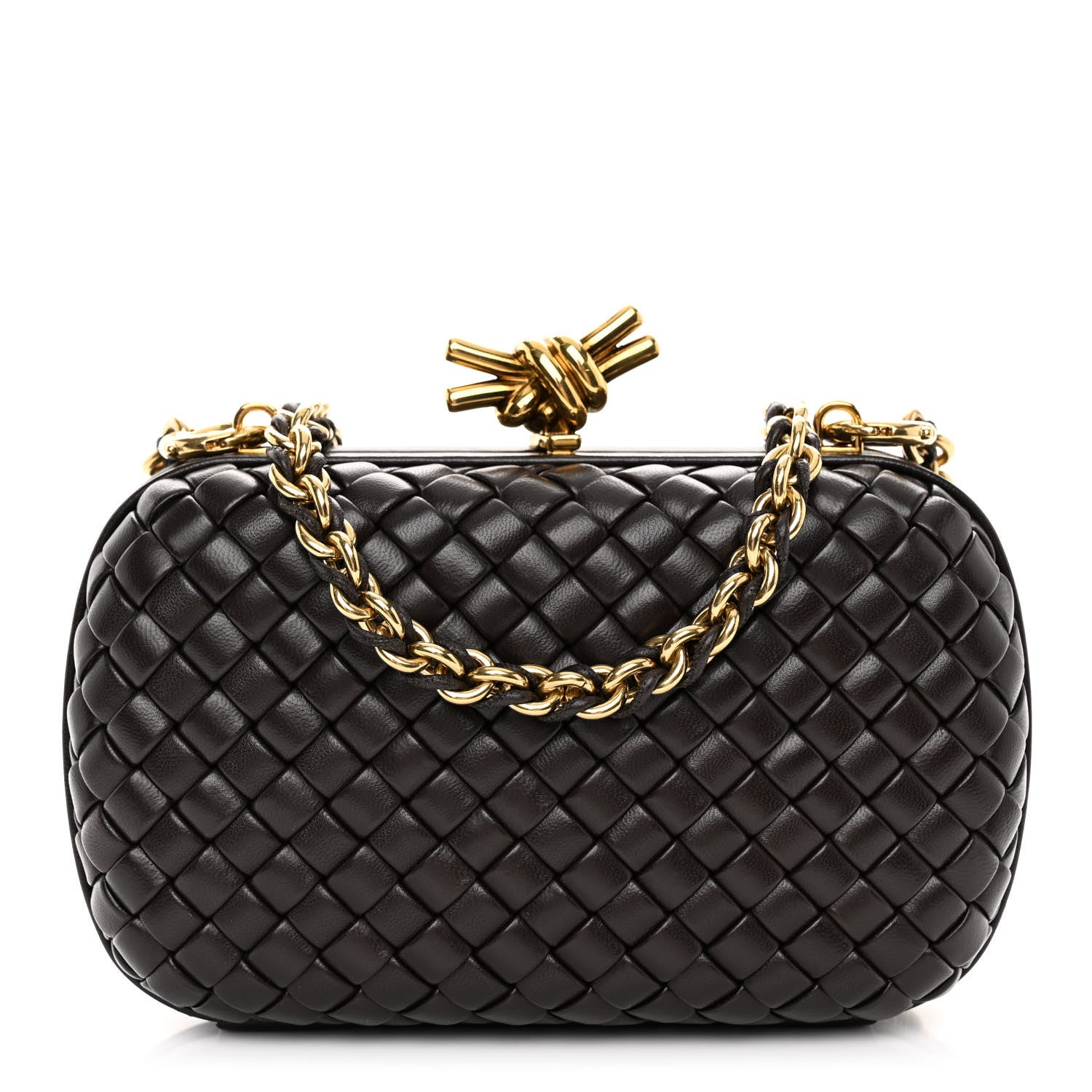 Bottega Veneta Nappa Intreccio Padded Chain Knot Clutch Fondant 1 of 10